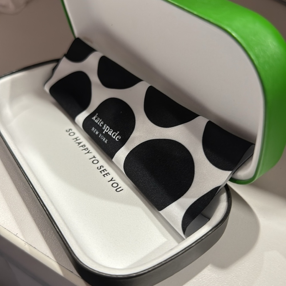 Kate Spade Green and Gray hard glasses case - Picture 2 of 6